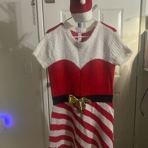 No Boundaries Red and White Costume with Gold Bow